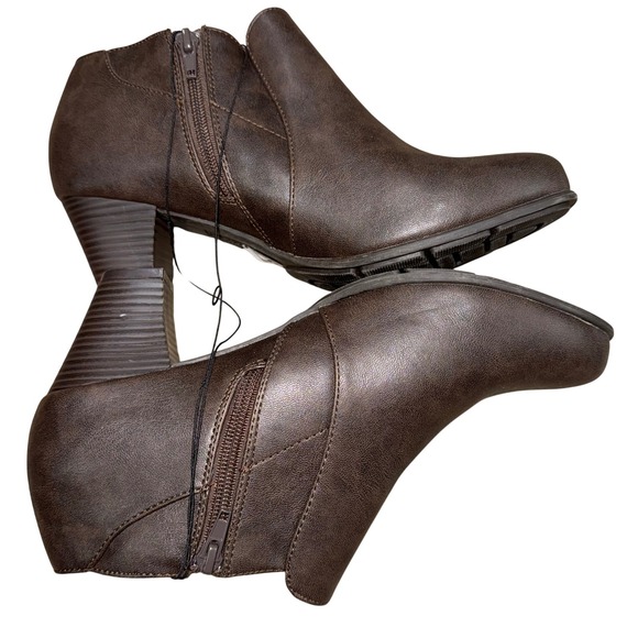 Whitemt. Brown Womens Ankle Block Heel Buckle Dress Boots Boho Office Career 11W